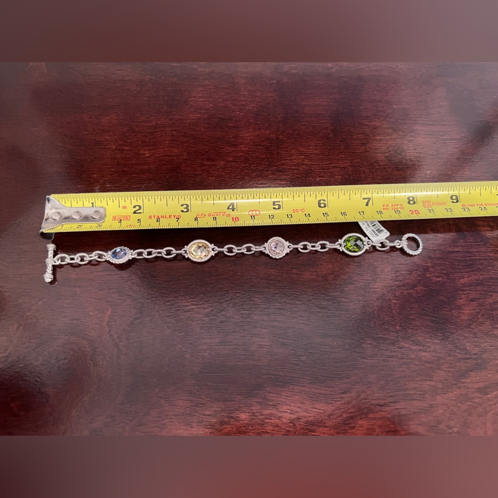 NWT Judith Ripka JR sterling Silver toggle Bracelet  crystal quartz - Picture 6 of 7